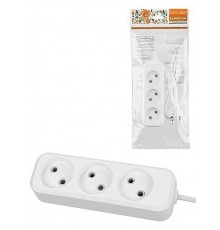 Удлинитель 3 гнезда, 1,5 метра, б/з, 10 А, 2400 Вт, белый, НАРОДНЫЙ  SQ1303-1310  TDM