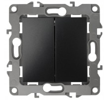 Выключатель двойной 12-1104-05  10АХ-250В,  антрацит  Б0014649  ЭРА