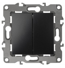 Выключатель двойной 12-1104-05  10АХ-250В,  антрацит  Б0014649  ЭРА