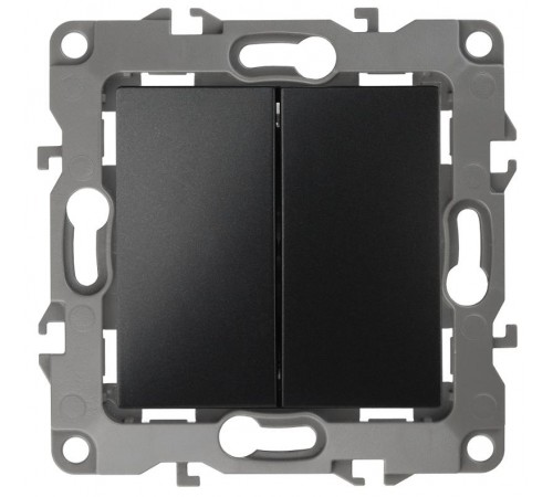 Выключатель двойной 12-1104-05  10АХ-250В,  антрацит  Б0014649  ЭРА