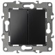 Выключатель двойной 12-1104-05  10АХ-250В,  антрацит  Б0014649  ЭРА