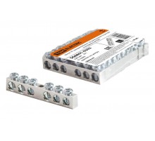 Шина "N" нулевая 6х9мм 6/1 (6 групп/крепеж по центру) никелированная  SQ0801-0302  TDM