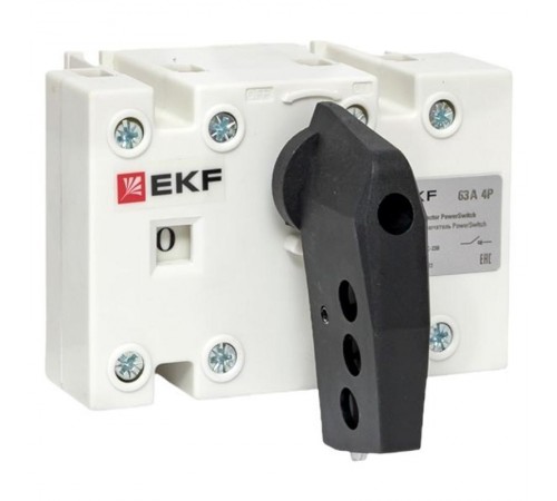 Рубильник-выключатель 63A 4P c рукояткой управления для прямой установки PowerSwitch  psds-63-4  EKF