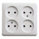 Этюд Белый О/У Розетка Розетка 4-ая без заземления без шторок  PA16-205B  SE