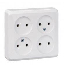 Этюд Белый О/У Розетка Розетка 4-ая без заземления без шторок  PA16-205B  SE