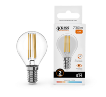 Лампа светодиодная   Filament Elementary Шар 12W 730lm 2700К Е14 LED 1/10/100  52112  Gauss