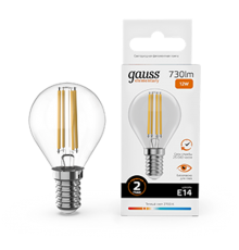 Лампа светодиодная   Filament Elementary Шар 12W 730lm 2700К Е14 LED 1/10/100  52112  Gauss