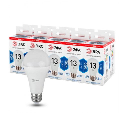 Лампа светодиодная LED A60-13W-12/48V-840-E27 (диод, груша, 13Вт, 12/48В, нейтр, E27)  Б0049098  ЭРА