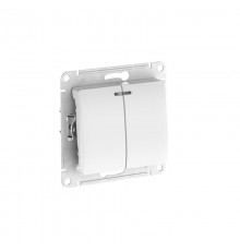 Glossa Белый Выключатель 2-клавишный с подсветкой, сх.5а, 10АХ, механизм, быстрозажимные клеммы  GSL000153S  SE