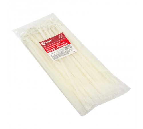 Хомут нейлоновый со стальным зубом (б), 8x300 (100шт) EKF PROxima  plc-fl-ctsbw-8x300  EKF