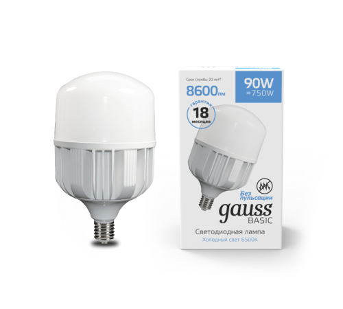 Лампа светодиодная промышленная Basic T160 AC180-240V 90W 8600lm 6500K E40 LED 1/6  11734392  Gauss