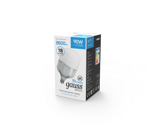 Лампа светодиодная промышленная Basic T160 AC180-240V 90W 8600lm 6500K E40 LED 1/6  11734392  Gauss