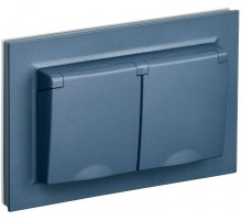 BRITE Розетка 2-ая с крышкой 16А в сб IP44 РСбш12-3-44-БрМ маренго  BR-R26-16-44-K35-F  IEK