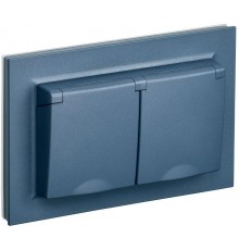 BRITE Розетка 2-ая с крышкой 16А в сб IP44 РСбш12-3-44-БрМ маренго  BR-R26-16-44-K35-F  IEK