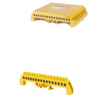 Шина "PE" "земля" в желтом изоляторе на DIN-рейку 8x12мм 16 групп  SQ0801-0219  TDM