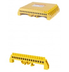 Шина "PE" "земля" в желтом изоляторе на DIN-рейку 8x12мм 16 групп  SQ0801-0219  TDM