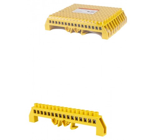 Шина "PE" "земля" в желтом изоляторе на DIN-рейку 8x12мм 16 групп  SQ0801-0219  TDM