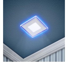 Светильник точечный встраиваемый светодиодный LED 4 6Вт 4000К белый квадрат с синей подсветкой Б0017495  ЭРА