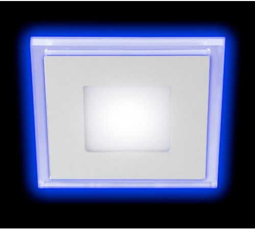 Светильник точечный встраиваемый светодиодный LED 4 6Вт 4000К белый квадрат с синей подсветкой Б0017495  ЭРА