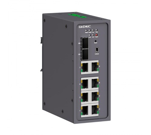 Промышленный управляемый коммутатор, 2100Base-X, 1000Base-X, 10/100/1000Base-T(X) SFP слота: 810/100Base-T(X) портов RJ45, конс. порт Mini USB, 24-4