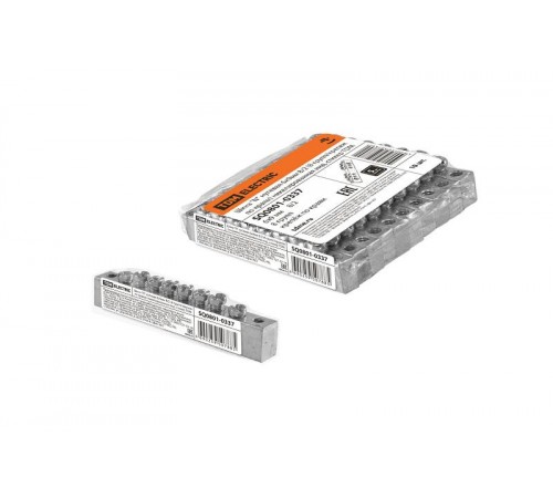 Шина "N" нулевая 6х9мм 8/2 (8 групп/крепеж по краям) никелированная инд. стикер  SQ0801-0337  TDM