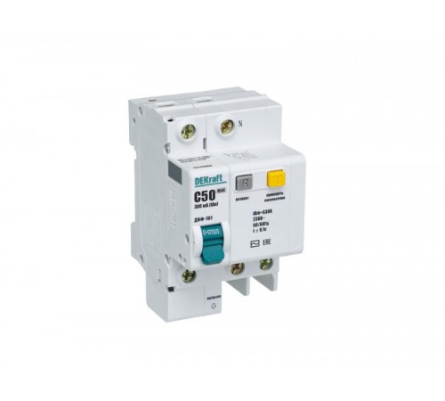 Выключатель автоматический дифференциального тока со встроенной защитой от сверхтоков ДИФ-101 1P+N 50А 300мА AC С  15243DEK  DEKraft