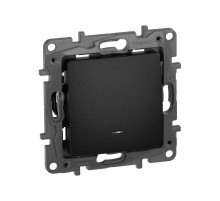 Etika Антрацит Переключатель с подсветкой, 10А, автозажимные клеммы  672615  Legrand