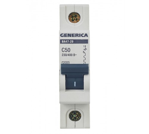 Выключатель автоматический однополюсный ВА47-29 50А C 4,5кА  MVA25-1-050-C  GENERICA