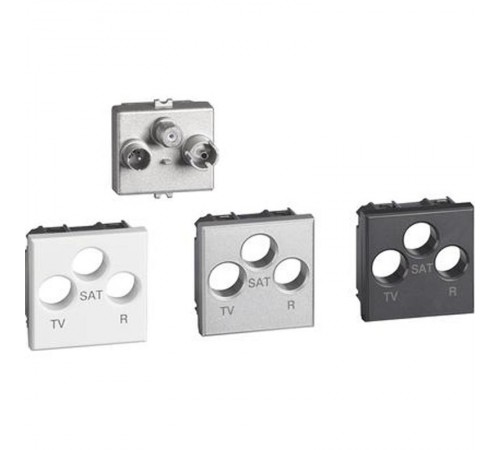 Axolute. Розетка TV-R-SAT для схемы "звезда". Экранированная. 2 модуля. Поставляется в комплекте с лицевыми панелями цветов "Белый", "Алюминий", "Антр