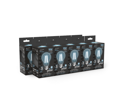 Лампа светодиодная Filament А60 18W 1650lm 4100К Е27 LED 1/10/40  102902218  Gauss