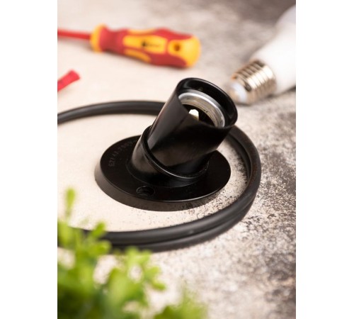 Патрон настенный карболитовый Е27 черный наклонный без наклейки PROxima  LHC-E27-wi  EKF