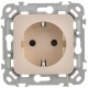 FLITE Розетка с заземлением со шторками быстрозажимные клеммы 16А РСш11-1-ФлЛ льняной  FI-R14-16-1-K88  IEK