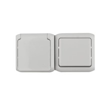 Quteo Серый Блок Выключатель 1-кл+роз с заземлением со шторками IP44  782348  Legrand