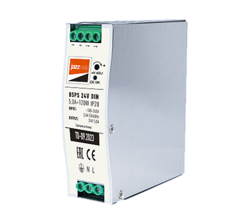 Драйвер для светодиодной ленты BSPS DIN 24V 5.0A=120w IP20 AL 3г.гар  на DIN-рейку  .5050020  Jazzway