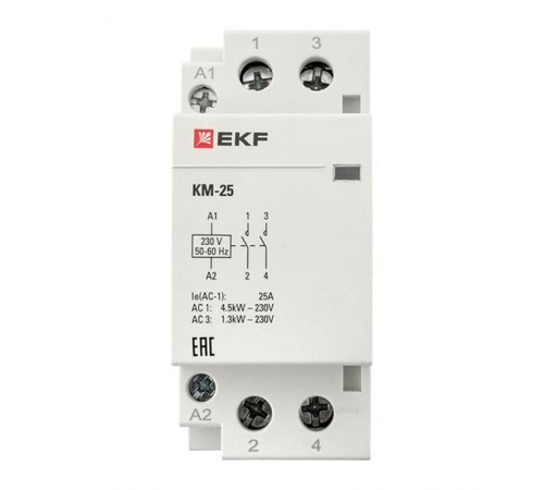 Контактор модульный КМ 25А 2NО (2 мод.) EKF PROxima  km-2-25-20  EKF
