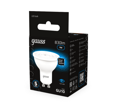 Лампа светодиодная MR16 9W 830lm 6500K GU10 LED 1/10/100  101506309  Gauss
