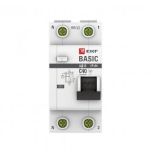 Выключатель автоматический дифференциального тока 1P+N 40А 30мА тип АС характеристика C электронный 4,5кА АД-12 EKF Basic  DA12-40-30-bas  EKF
