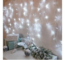 Гирлянда светодиодная "Бахрома" 3*0,8 м 200 LED БЕЛЫЕ, прозрачный ПВХ  255-065  NEON-NIGHT