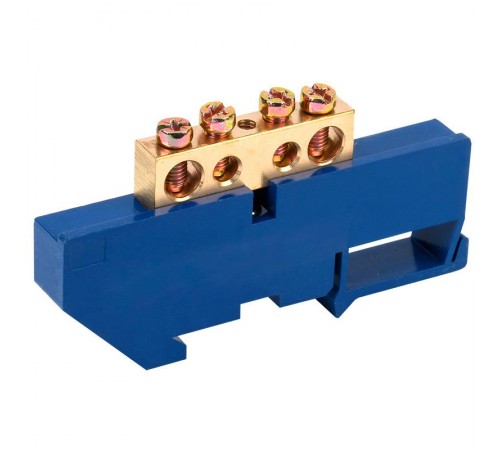 Шина "N" нулевая с синим изолятором на DIN-рейку 8x12 мм стойка бол. 4 группы  11-2345  REXANT