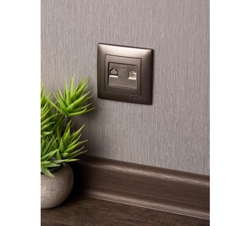 Валенсия лицевая панель розетки RJ-45 1-местная графит EKF PROxima   ESK01-L-035-60   EKF