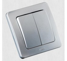 Выключатель скрытой установки, двухклавишный, цвет серебро  ВС10-351-06  HEGEL