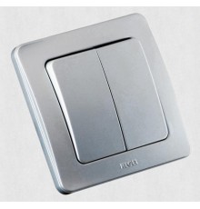 Выключатель скрытой установки, двухклавишный, цвет серебро  ВС10-351-06  HEGEL