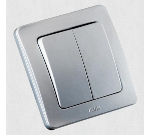 Выключатель скрытой установки, двухклавишный, цвет серебро  ВС10-351-06  HEGEL