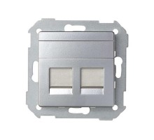 Simon 82 Адаптер со шторками на 2 коннектора UTP (RJ45), FTP (RJ45), RJ12, AMP, S82, S82N, алюминий  82006-33  Simon