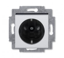 ABB Levit Серебро / дымчатый чёрный Розетка с з/к со шторками 16А  5520H-A03457 70W  2CHH203457A6070  ABB