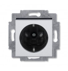 ABB Levit Серебро / дымчатый чёрный Розетка с з/к со шторками 16А  5520H-A03457 70W  2CHH203457A6070  ABB