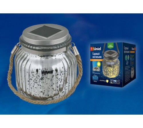 Cветильник садовый декоративный на солнечной батарее USL-M-211/GN120 SILVER JAR Теплый 4000К, 1*АА Ni-Mh акк. в/к. IP44  UL-00003209  Uniel