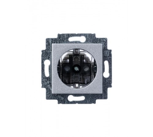 ABB Levit Серебро / дымчатый чёрный Розетка с з/к со шторками 16А  5520H-A03457 70W  2CHH203457A6070  ABB