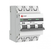 Выключатель автоматический трехполюсный 3P 6А (D) 6кА ВА 47-63M c одним магнитным расцепителем  mcb4763m-6-3-6D-pro  EKF (замена - M63MA636D)