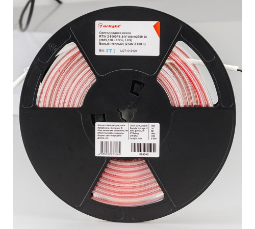 Лента светодиодная герметичная RTW-PS-A160-10mm 24V Warm2700 (12 W/m, IP67, 2835, 5m) (arlight, высок.эфф.150 лм/Вт)  024545(2)  Arlight